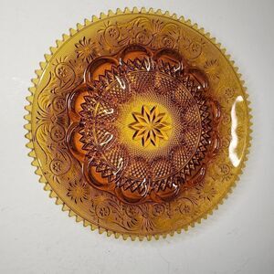 Vintage Indiana Tiara Glass Amber Egg Platter Tray small flea bite last photo
